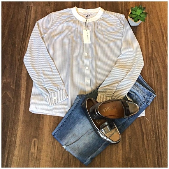 LAST ONE❗Current Air Anthro Chic Pinstripes Top - Picture 8 of 8